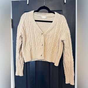 Altar'd State Teddy Bear Cropped Cardigan Sweater